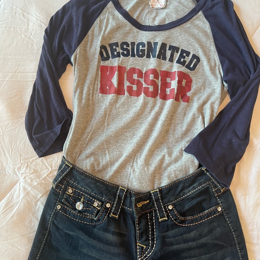 Designated Kisser Vintage Shirt - Navy and Gray